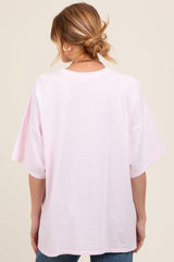 Light Pink Mineral Washed Oversized Maternity T-Shirt