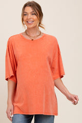 Orange Mineral Washed Oversized Maternity T-Shirt