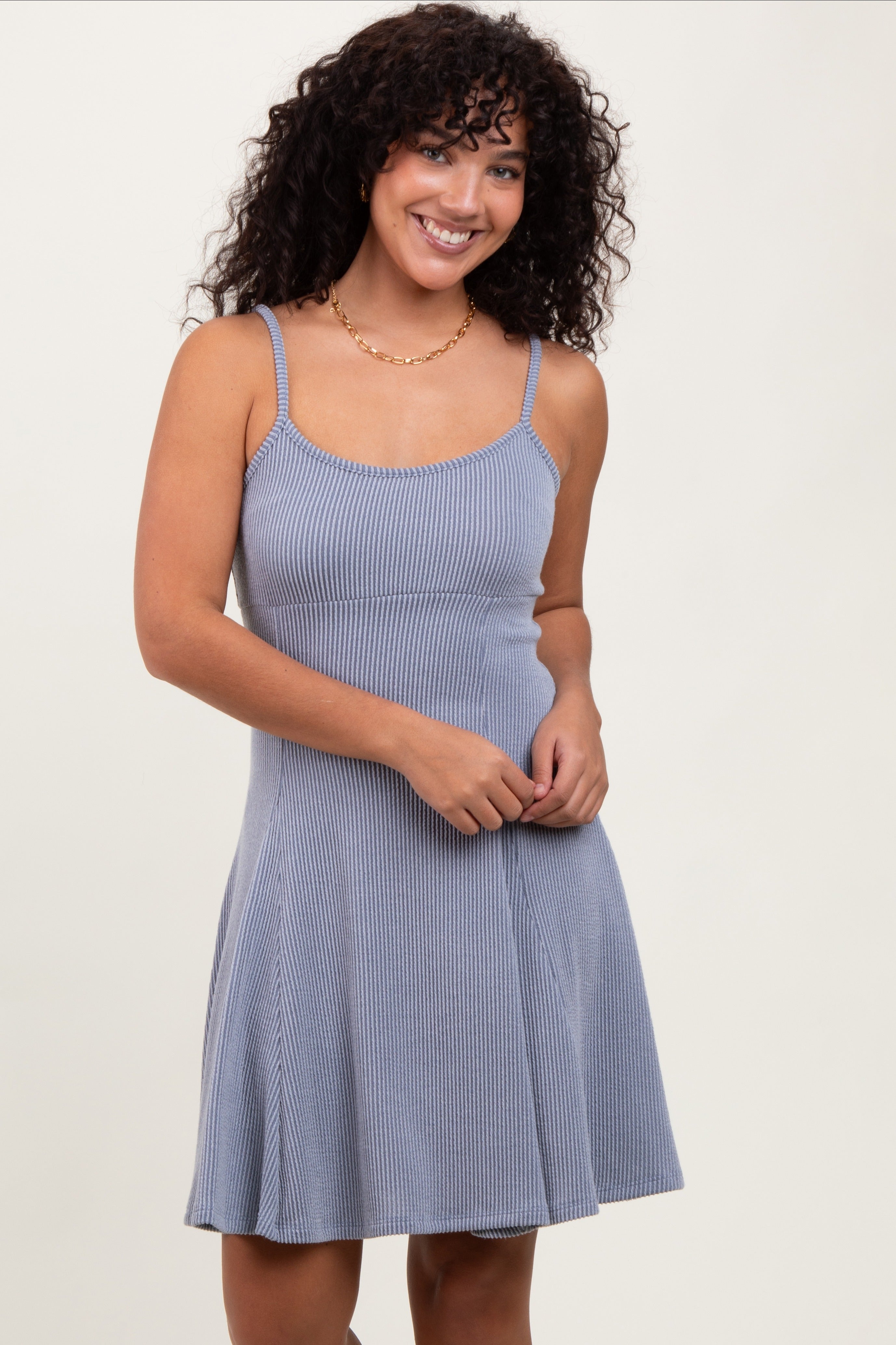 blue ribbed mini dress Dalia Mini Dress main image 1