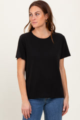 Black Basic Round Neck Short Sleeve T-Shirt