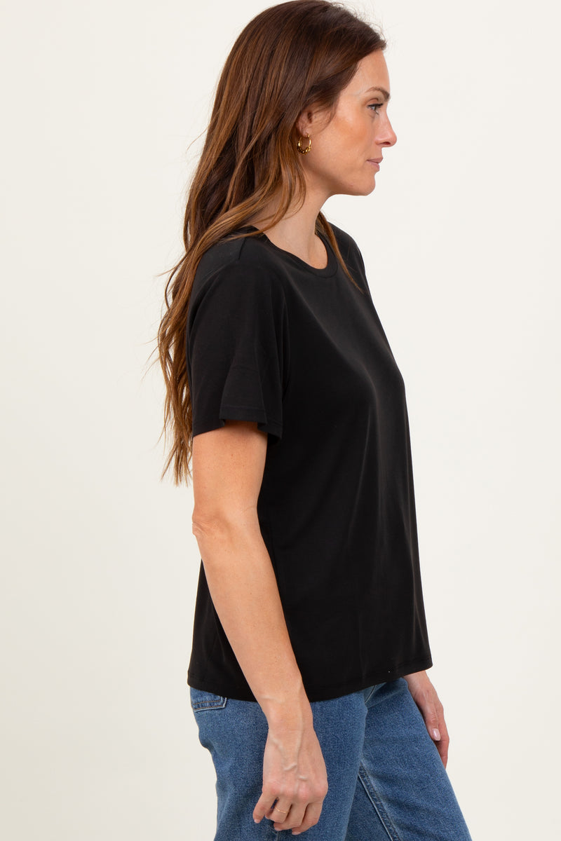 Black Basic Round Neck Short Sleeve T-Shirt – PinkBlush