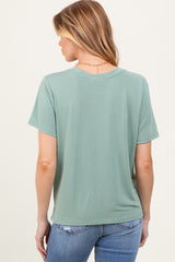Sage Basic Round Neck Short Sleeve Maternity T-Shirt