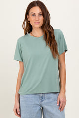Sage Basic Round Neck Short Sleeve Maternity T-Shirt