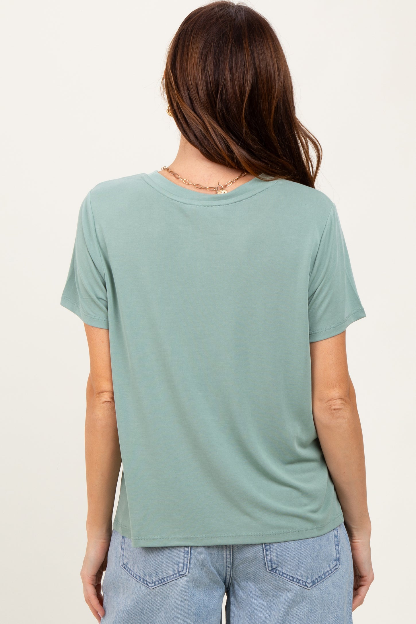 Sage Basic Round Neck Short Sleeve T-Shirt