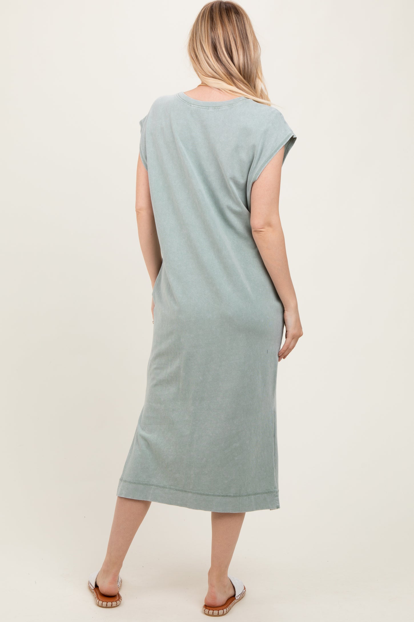 Sage Casual Sleeveless Pocketed Midi Dress PinkBlush Sage Casual Sleeveless Pocketed Midi Dress PinkBlush