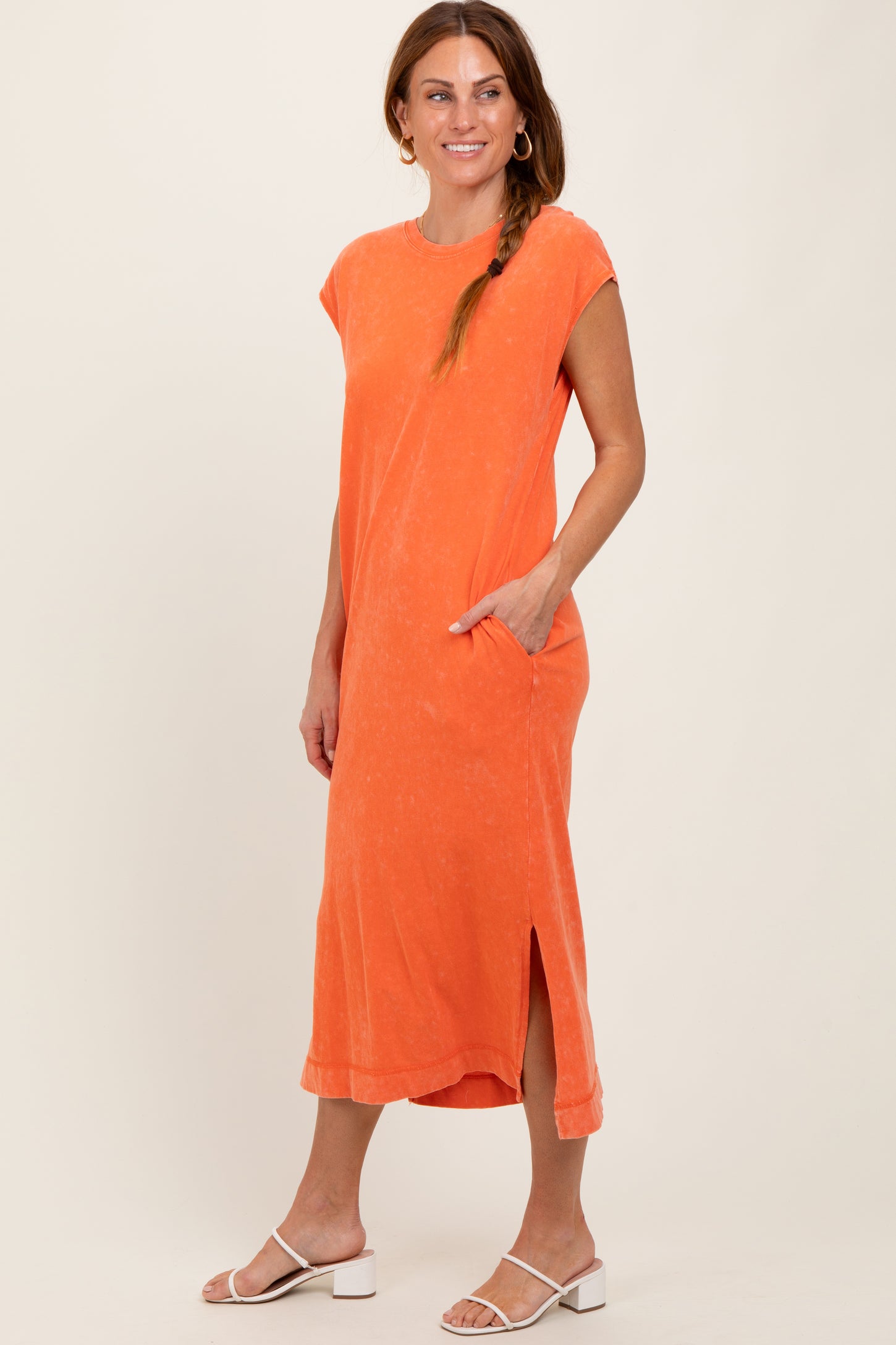 orange sleeveless midi dress Cupshe Humble Brag Orange Midi Dress - Orange