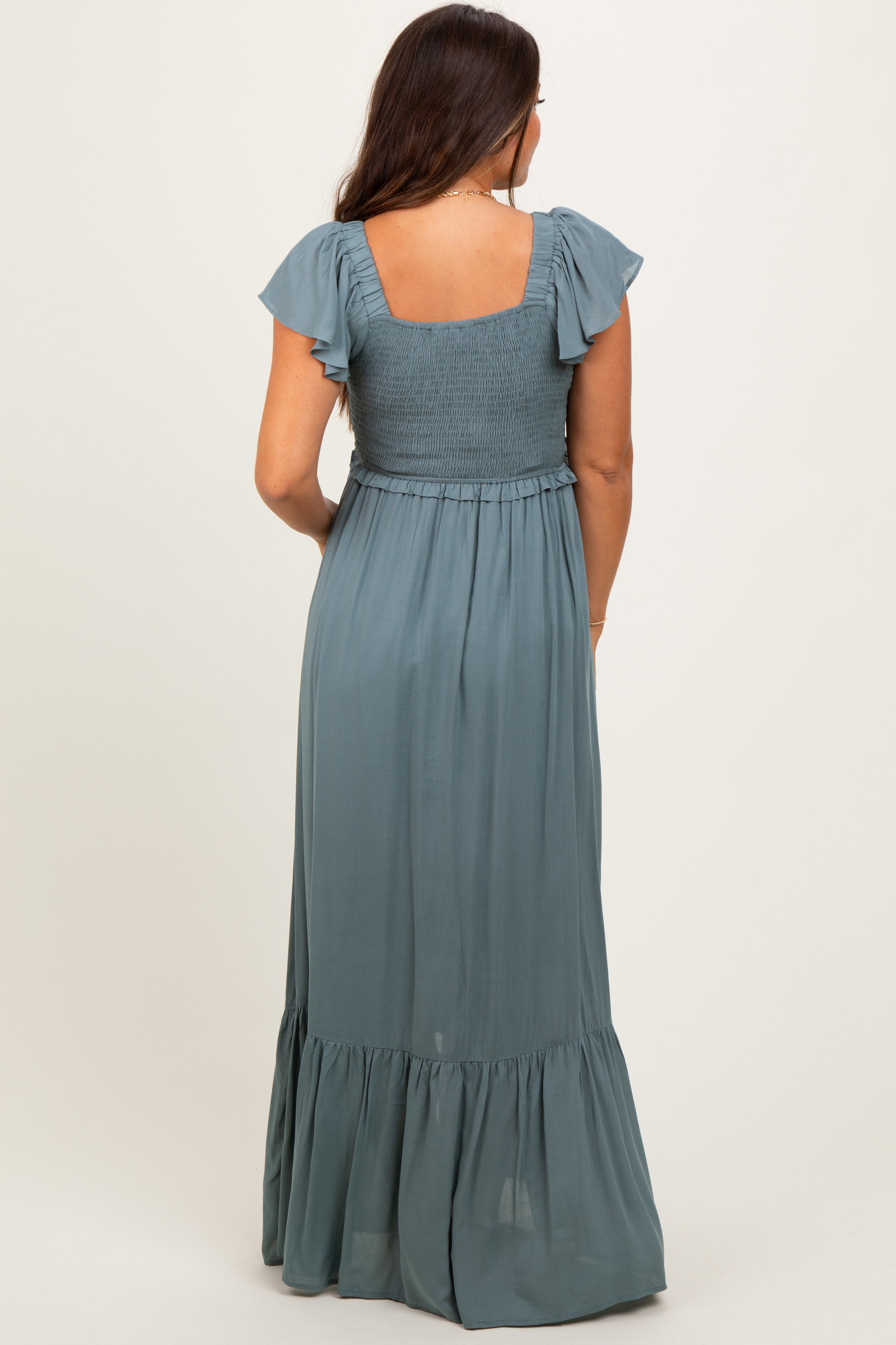 smocked fitted maternity dress Sage Top Woven Maxi Simple Dress it up with Cyber Dresser Deals - Option:1/EA | Size : 6