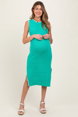 Jade Pointelle Contrast Trim Sweater Maternity Midi Dress