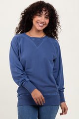 Navy Blue Vintage Wash French Terry Pullover