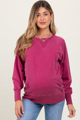 Magenta Vintage Wash French Terry Maternity Pullover