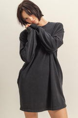 Black Long Sleeve Oversized Sweatshirt Maternity Mini Dress