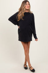 Black Long Sleeve Oversized Sweatshirt Maternity Mini Dress