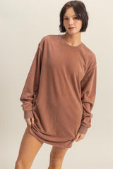 Camel Long Sleeve Oversized Sweatshirt Maternity Mini Dress