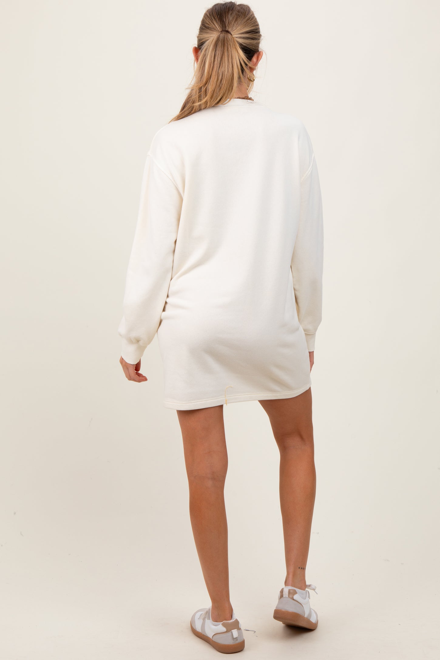 long sleeve short maternity dress Women's Crew Neck Sweater Dress Long Lantern Sleeve Ribbed Knitted Mini Pullover Maternity Dresses