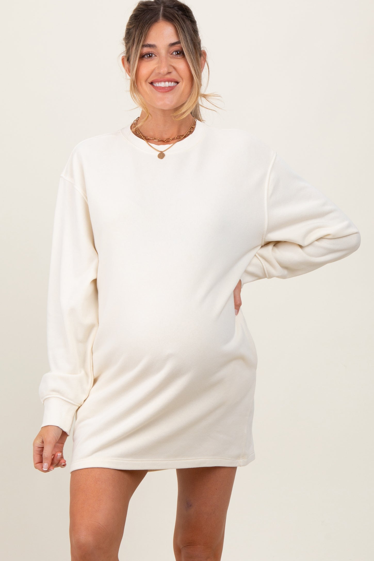 oversized maternity dress Oversized Linen Maternity Dress with Short Sleeves and Pockets