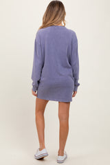 Light Blue Long Sleeve Oversized Sweatshirt Maternity Mini Dress