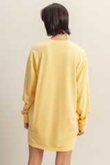 Yellow Long Sleeve Oversized Sweatshirt Mini Dress