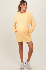 Yellow Long Sleeve Oversized Sweatshirt Maternity Mini Dress
