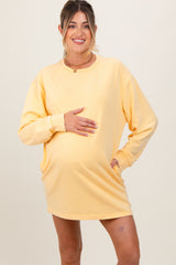 Yellow Long Sleeve Oversized Sweatshirt Maternity Mini Dress