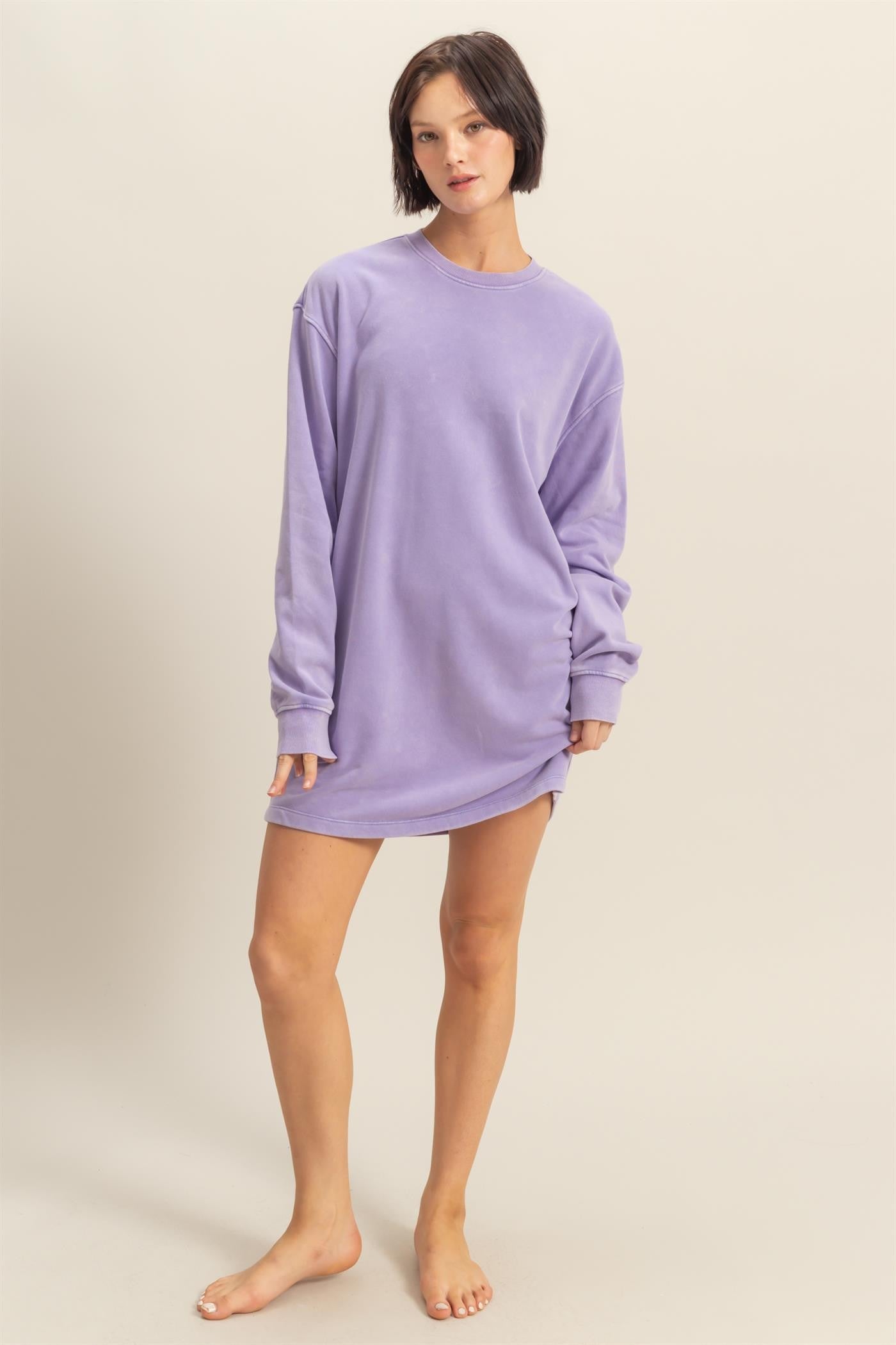 Lavender Long Sleeve Oversized Sweatshirt Mini Dress – PinkBlush