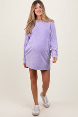 Lavender Long Sleeve Oversized Sweatshirt Maternity Mini Dress