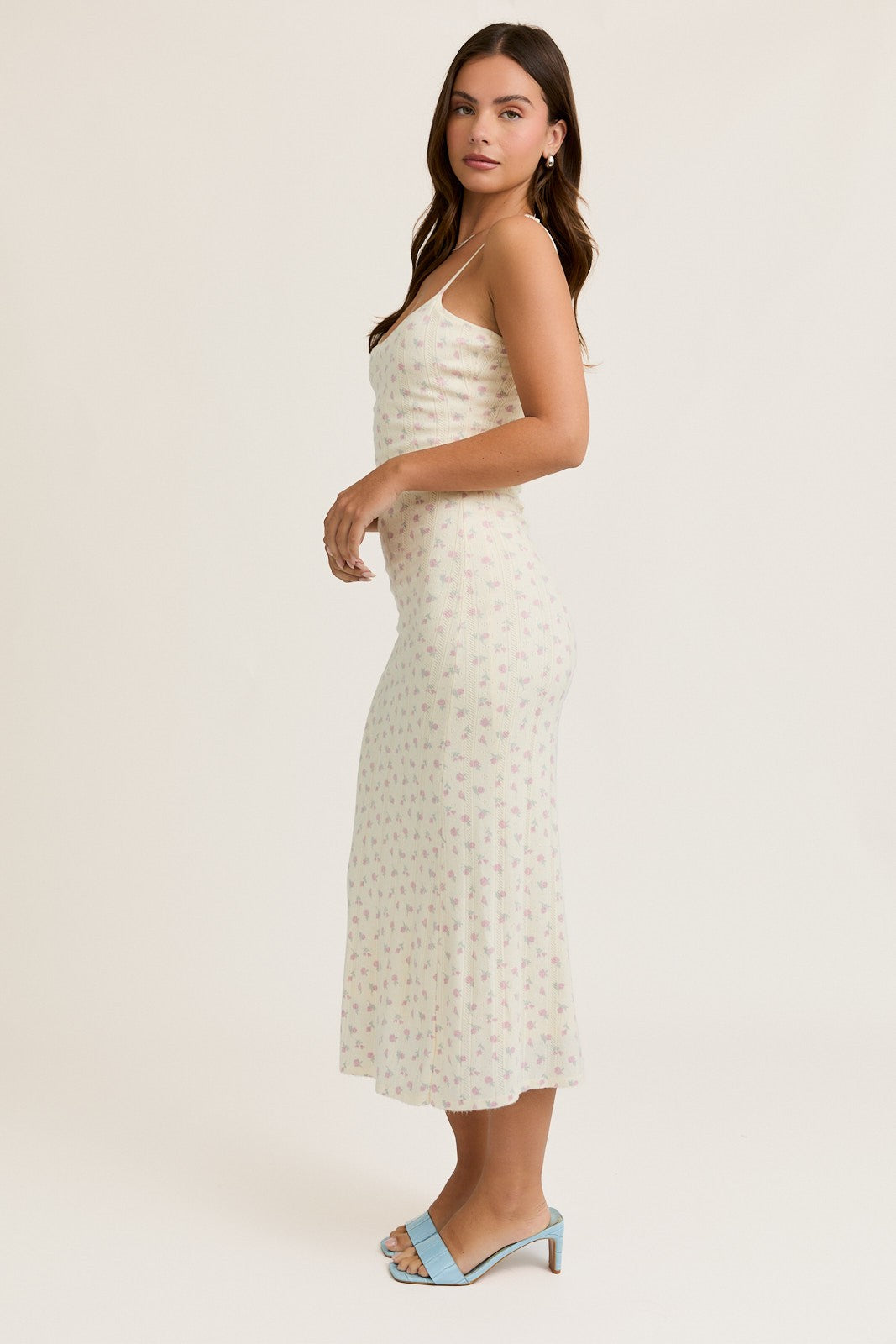 pointelle knit midi dress Pointelle-Knit Midi Dress - Cream