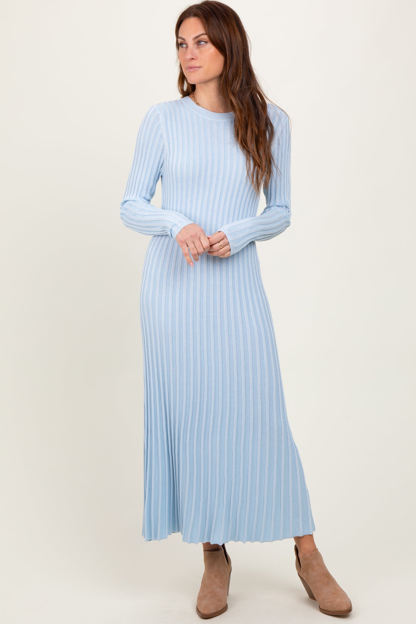 Light Blue Thick Ribbed Knit Maxi Sweater Dress PinkBlush Light Blue Thick Ribbed Knit Maxi Sweater Dress PinkBlush