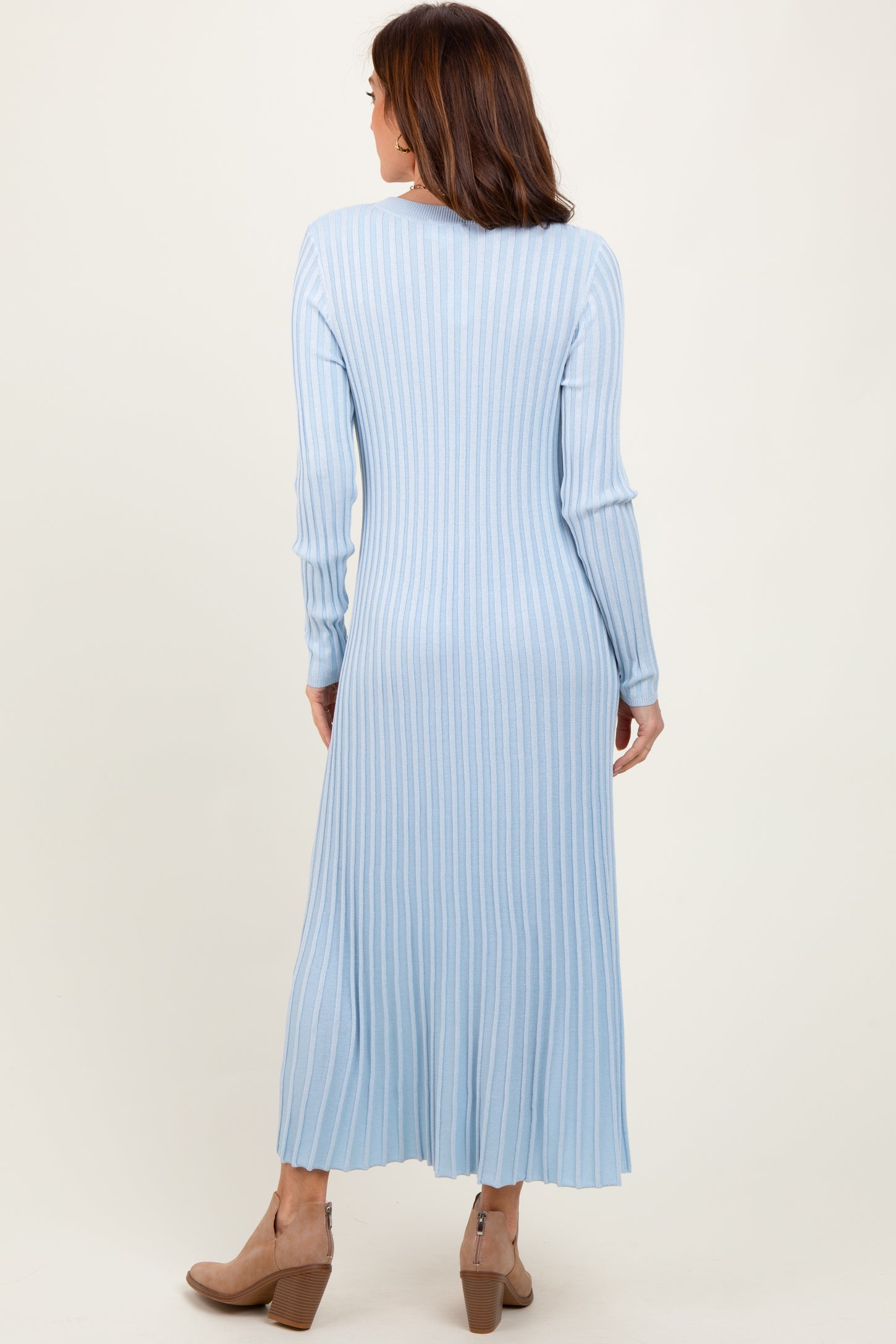 blue ribbed dress long sleeve FENDI long-sleeve Ribbed Midi Dress | Blue