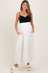 Cream Colorblock Open Tie Back Maternity Maxi Dress