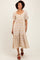 Cream Floral Sweetheart Puff Sleeve Midi Dress
