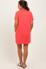 Coral Basic Polo Maternity Dress