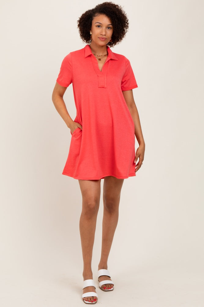 Coral Basic Polo Dress