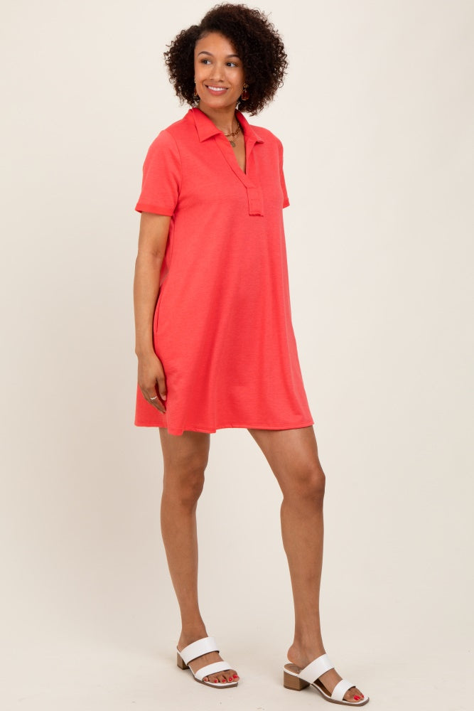 Coral Basic Polo Dress