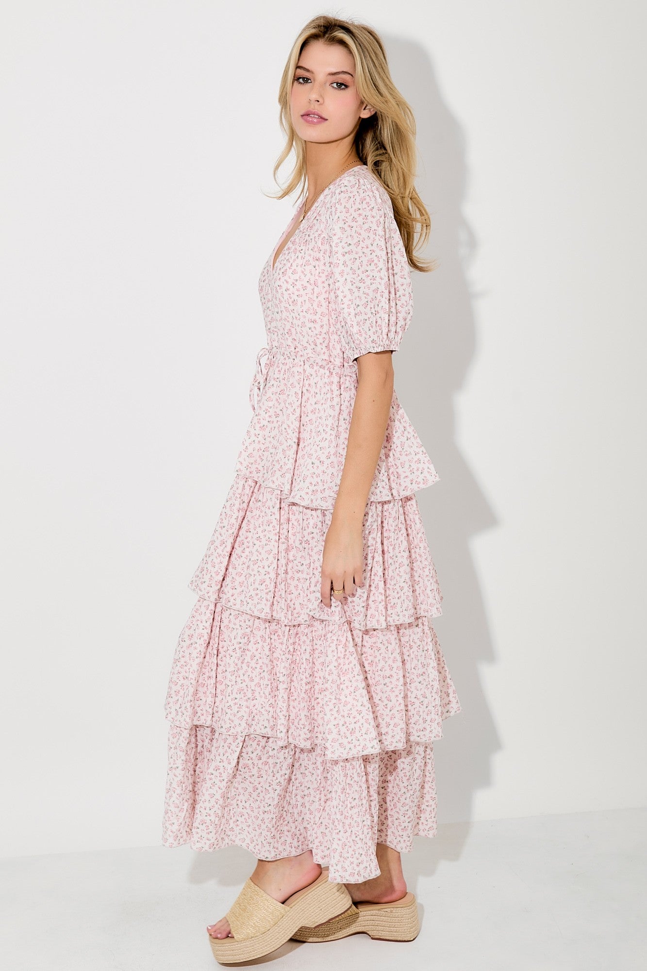 Light Pink Floral Ruffle Tiered Maxi Dress PinkBlush Light Pink Floral Ruffle Tiered Maxi Dress PinkBlush