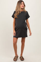 Charcoal Maternity Mini T-Shirt Dress