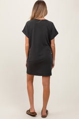 Charcoal Maternity Mini T-Shirt Dress