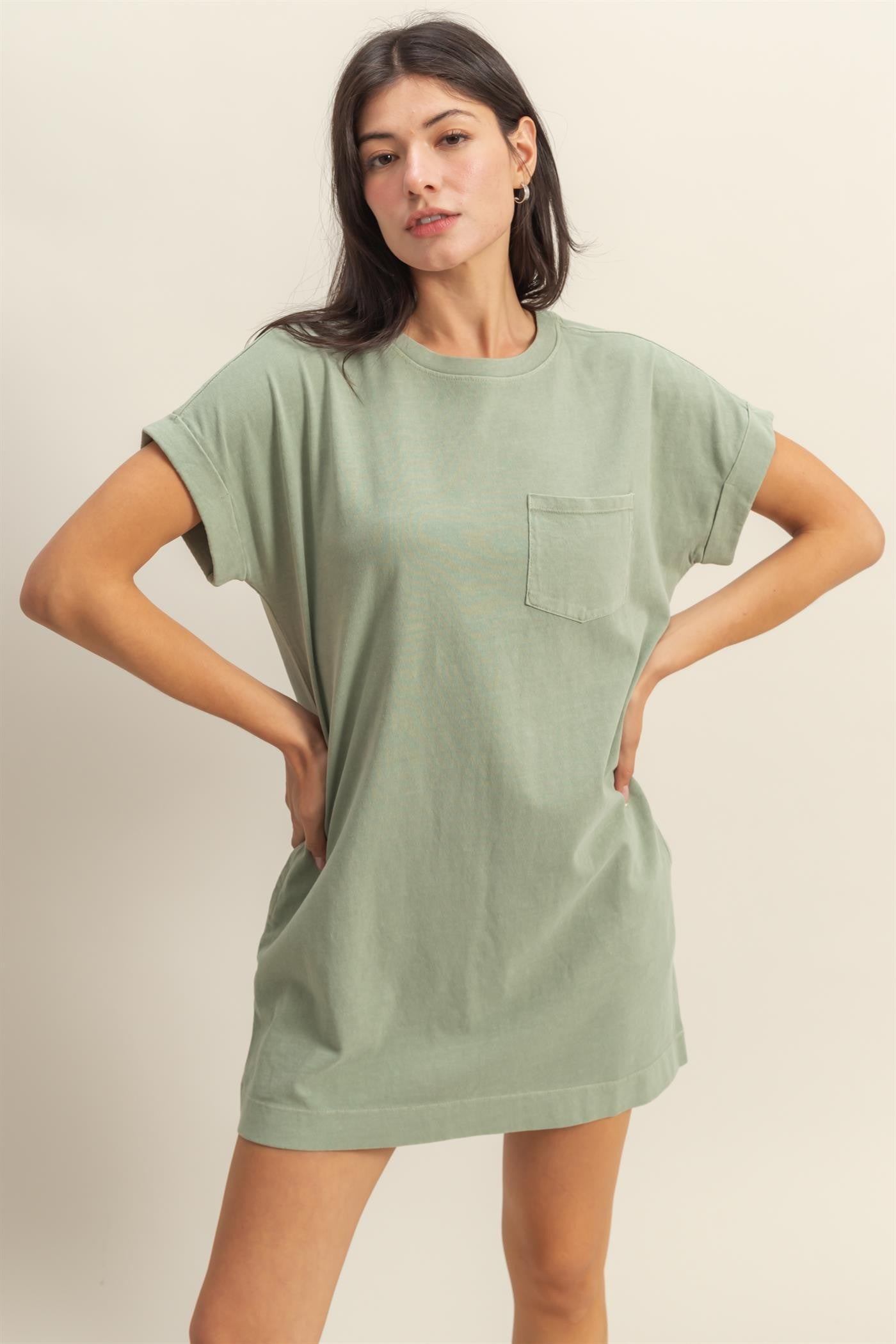 Light Olive Mini T-Shirt Dress