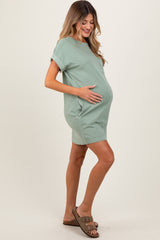 Light Olive Maternity Mini T-Shirt Dress