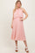 Pink Pleated Woven Midi Dress