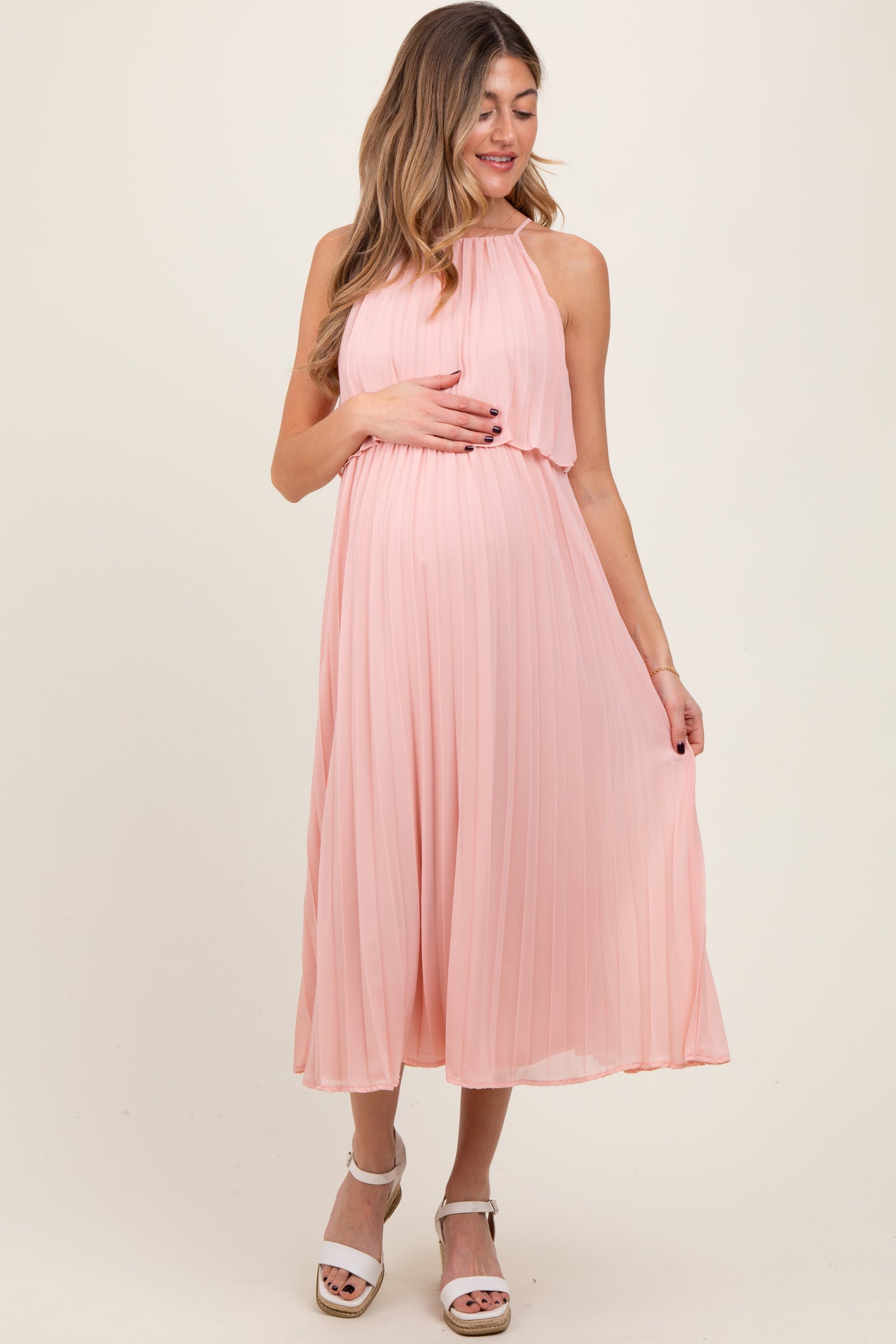 paternity pleated dress Collins Satin Pleated Dress
