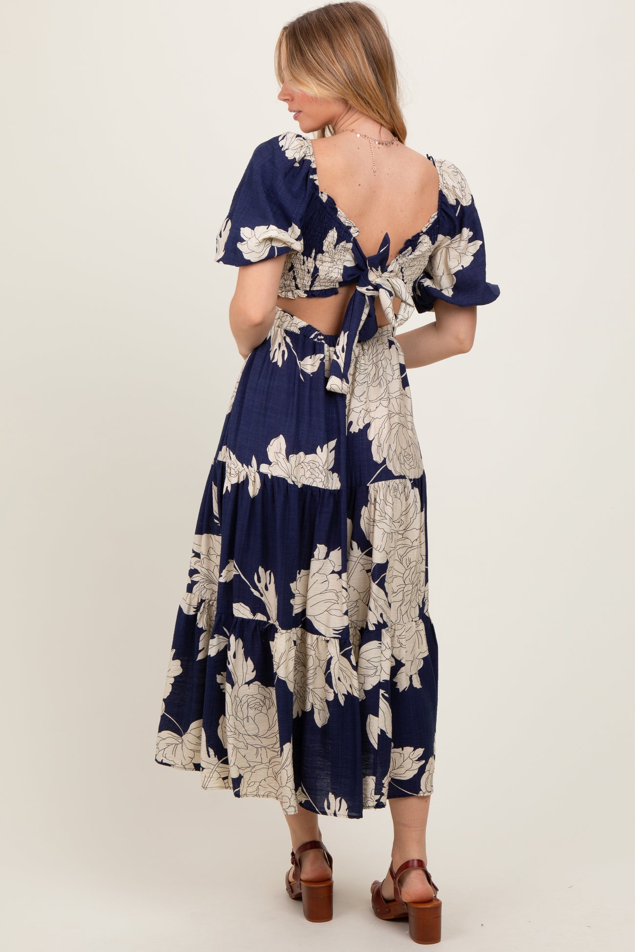 pink blush navy floral dress PinkBlush Navy Floral Fitted Maternity Dress