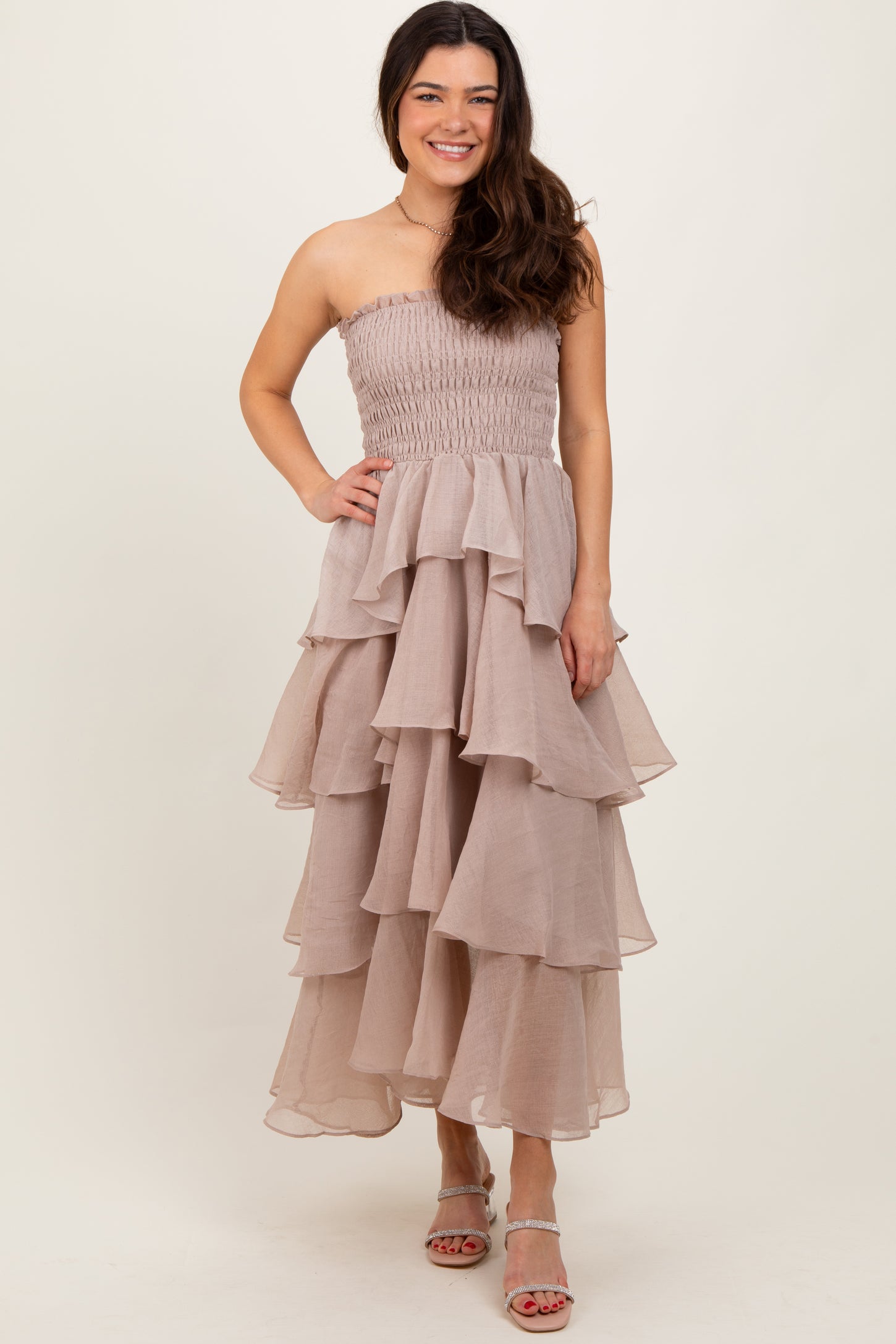 Beige Layered Maxi Dress