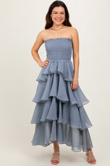 Blue Layered Maternity Maxi Dress