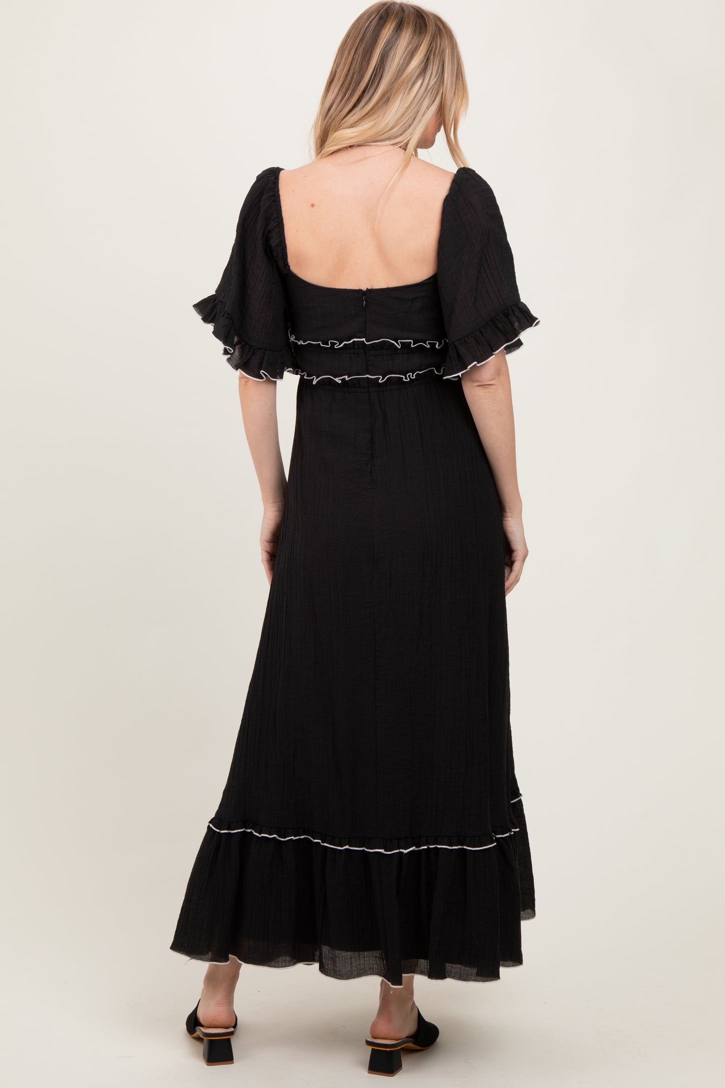Black Wide Sleeve Maxi Dress