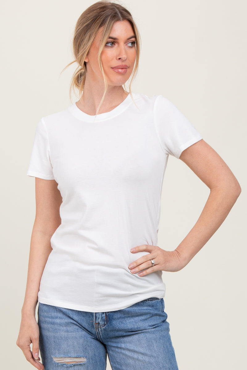 Cream Basic Crew Neck Tee – PinkBlush