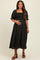 Black Floral Smocked Puff Sleeve Maternity Midi Dress