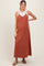 Rust V-Neck Overall Maternity Midi Dress