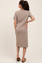 Taupe Soft Knit Short Sleeve Maternity Dress