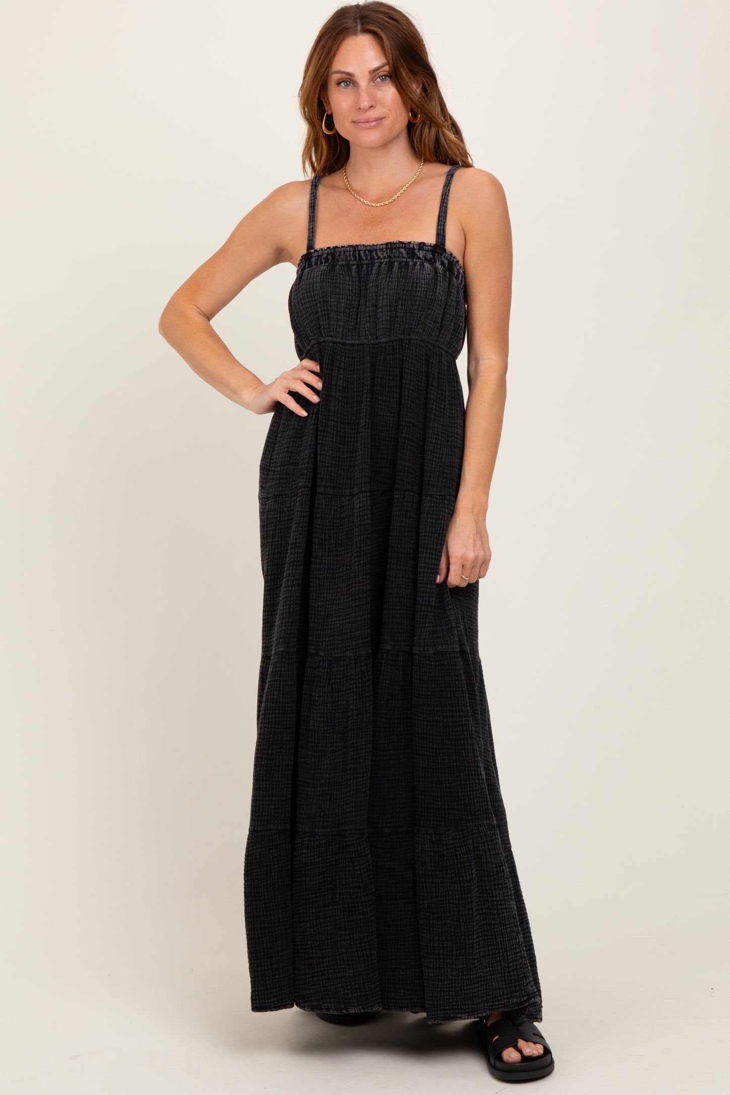 Black Tiered Sleeveless Maxi Dress – PinkBlush