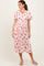 Light Pink Floral Smocked V-Neck Midi Dress